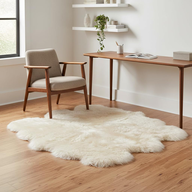 Tapis champagne fait à la main Fraley, Nouveauté 5 pi