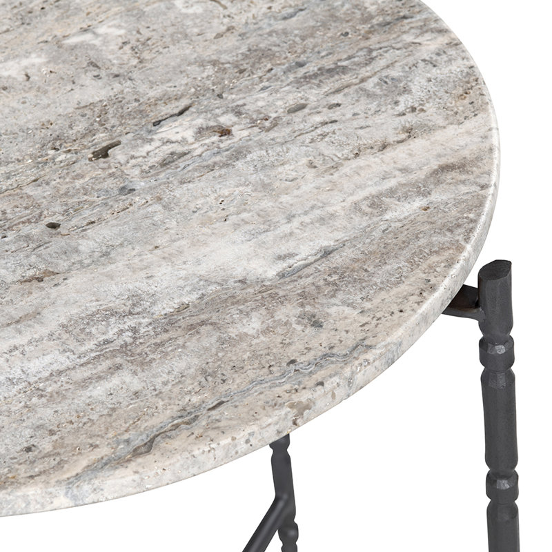 Round Gray Marble Accent_End Table