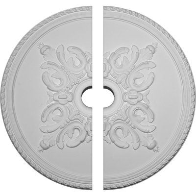 Endurathane Milton Ceiling Medallion, 40 5/8"OD x 5 1/2"ID x 1 3/4"P (Fits Canopies up to 7 7/8"), Two Piece, Factory Primed