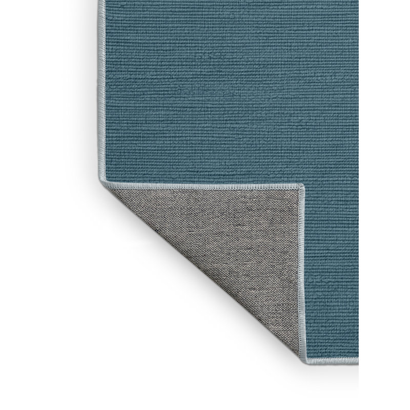 Machine Washable Solid Blue Area Rug, Runner 2' x 5'