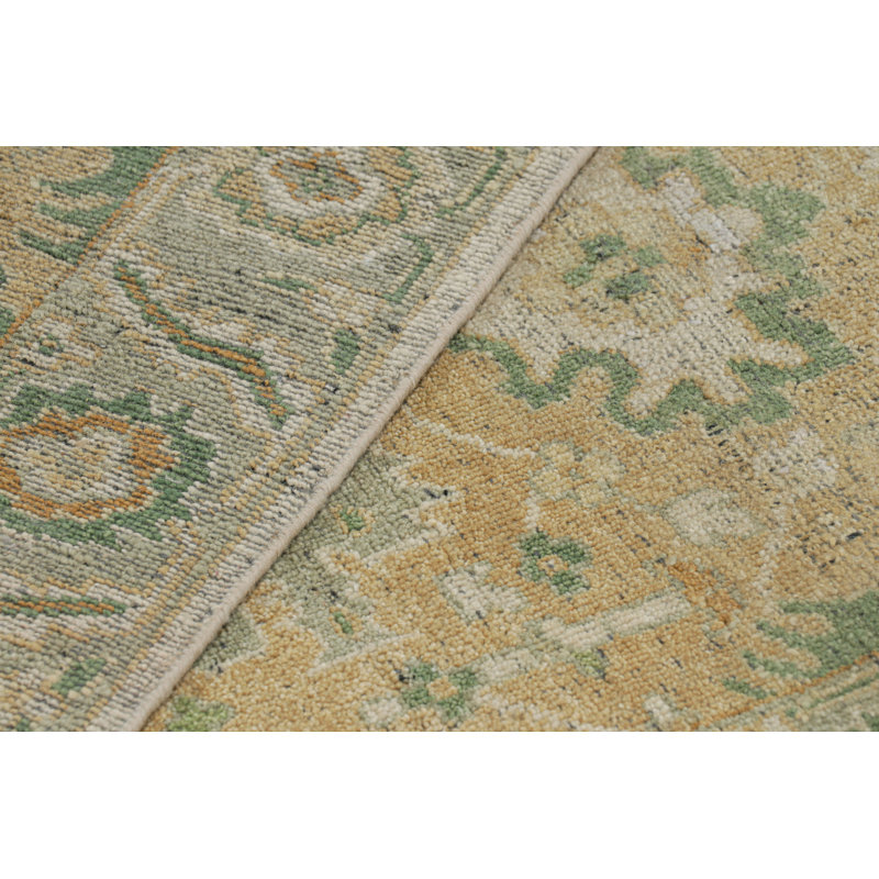 Rug & Kilim’S Modern Oushak Style Extra-Long Runner In Brown And Green With Florals