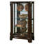 Distinguished Carved 3 Shelf Curio Cabinet in Cherry Brown