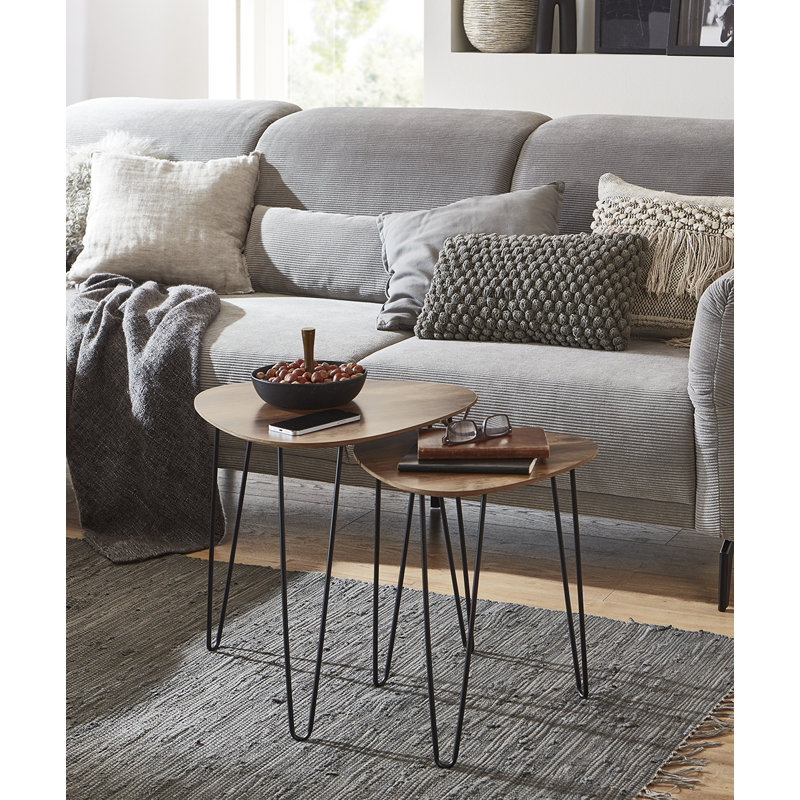 Hueramo 2 Piece Side Table Set, Oak