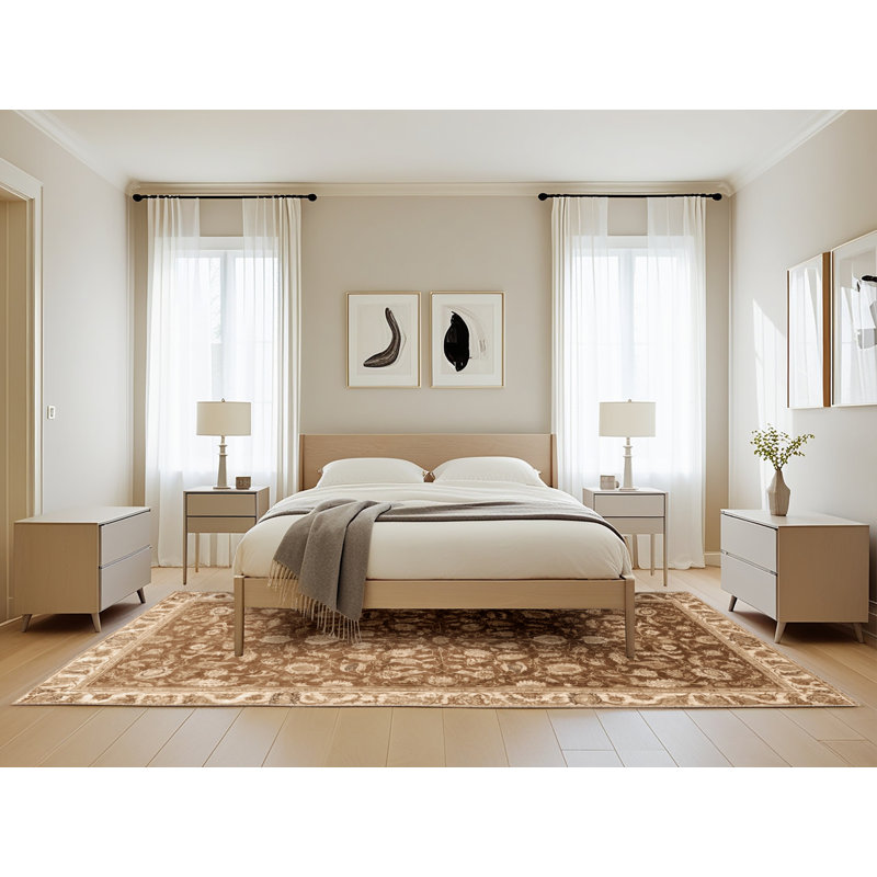 Tapis brun lavable à la machine, Rectangle de 5 pi x 8 pi