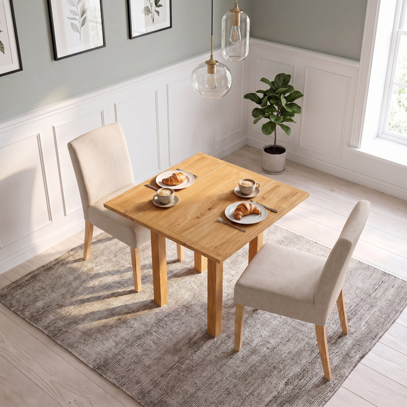 Forelli 90 cm Extendable Oak Square Wood Top Dining Table with Wood Base