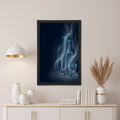 Art mural sur toile en verre avec carafe et bouteille