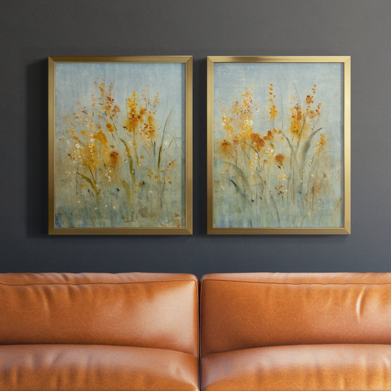 Jet de fleurs sauvages I, toile encadrée de qualité supérieure - prête à être accrochée, H 16 po x l 38 po x P 1,5 po
