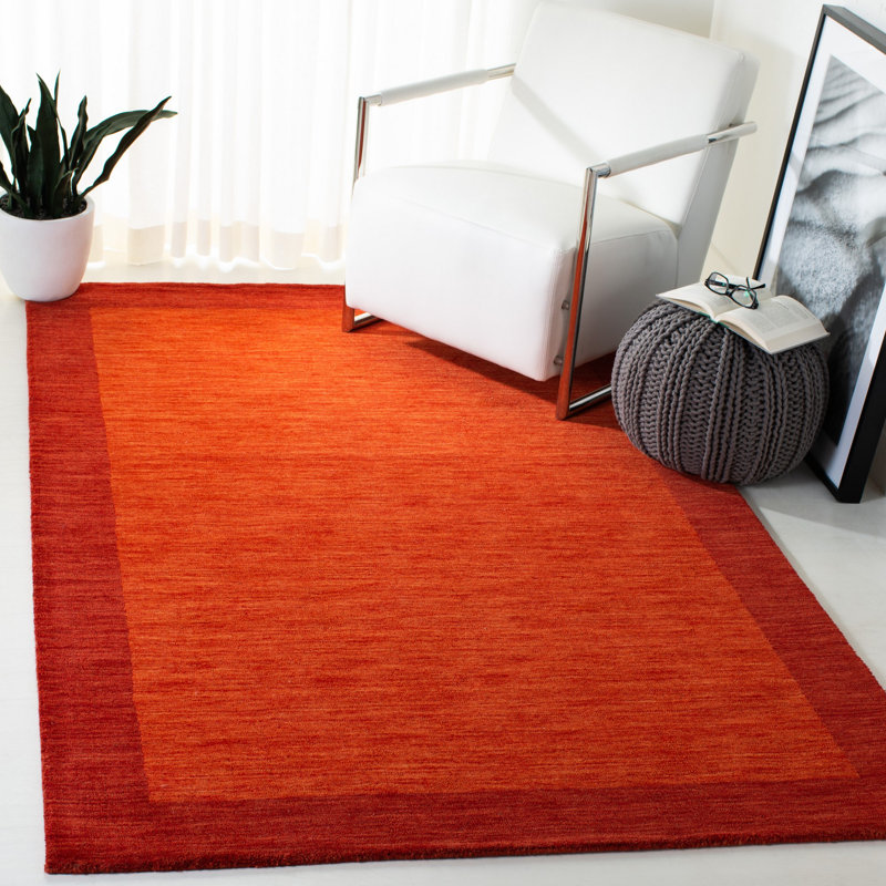 Hossain Hand Loomed Wool Solid Color Rug, Rectangle 8' x 10'
