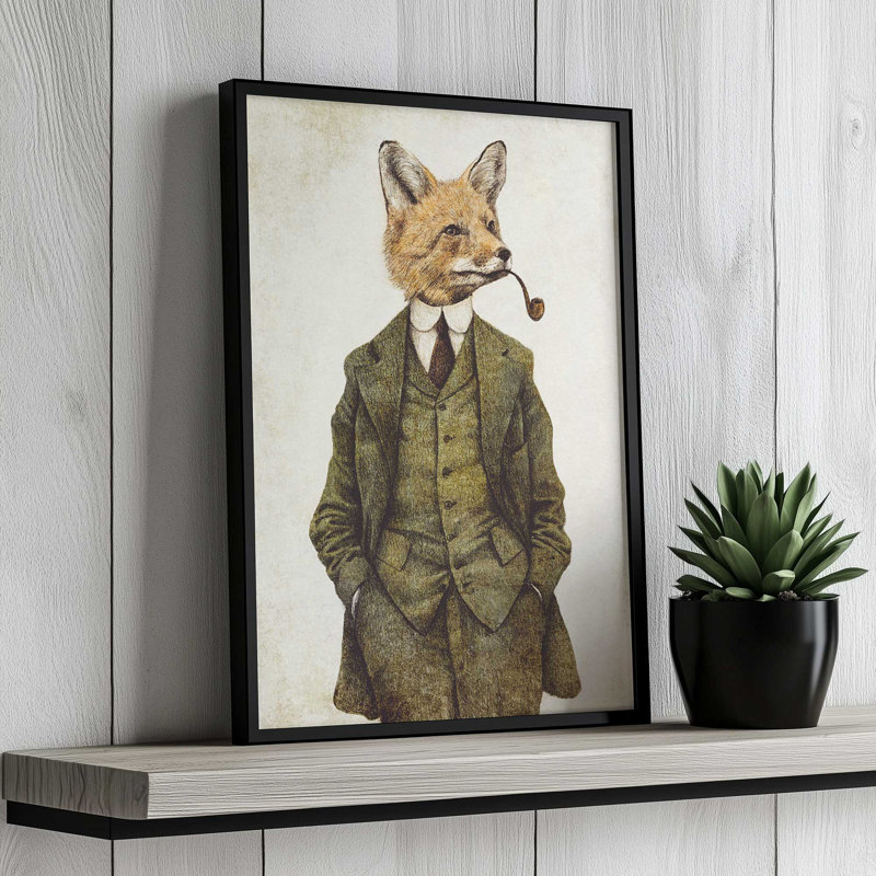 «The Fox» par Mike Koubou, reproduction d'art sur toile, H 40 po x l 30 po, Argent argent