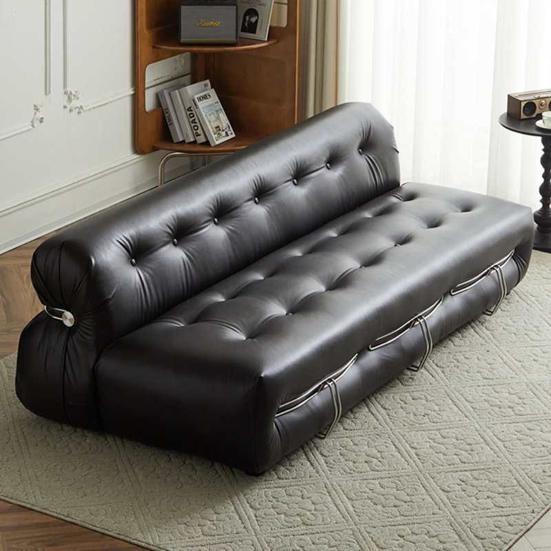 Modern Simple Light Luxury Cream Style Sofa, Black