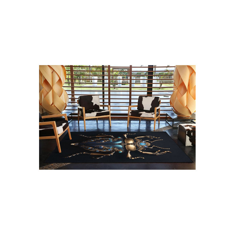 Tapis noir lavable à motif poison noir, Tapis de couloir 3 pi 3 po x 9 pi 10 po