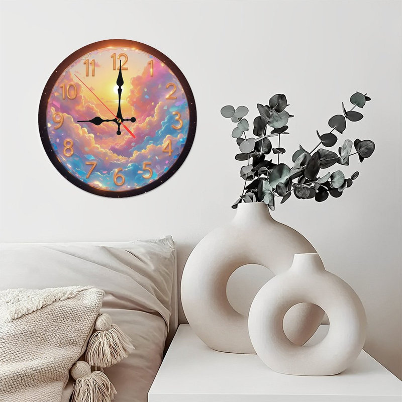 Nuage de coucher de soleil avec horloge dorée