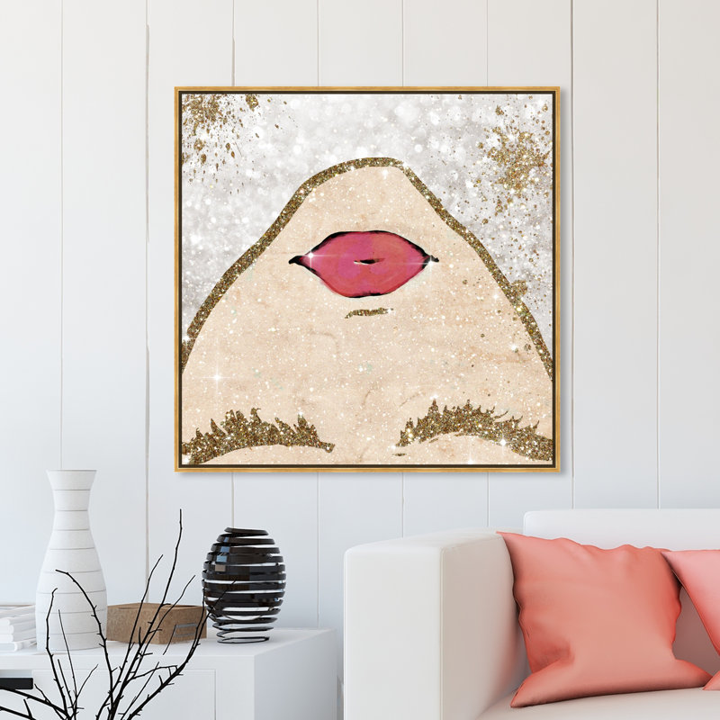 " Fashion And Glam Glitter Coveted Female Portrait ", Gold Framed, 20" H x 20" W 