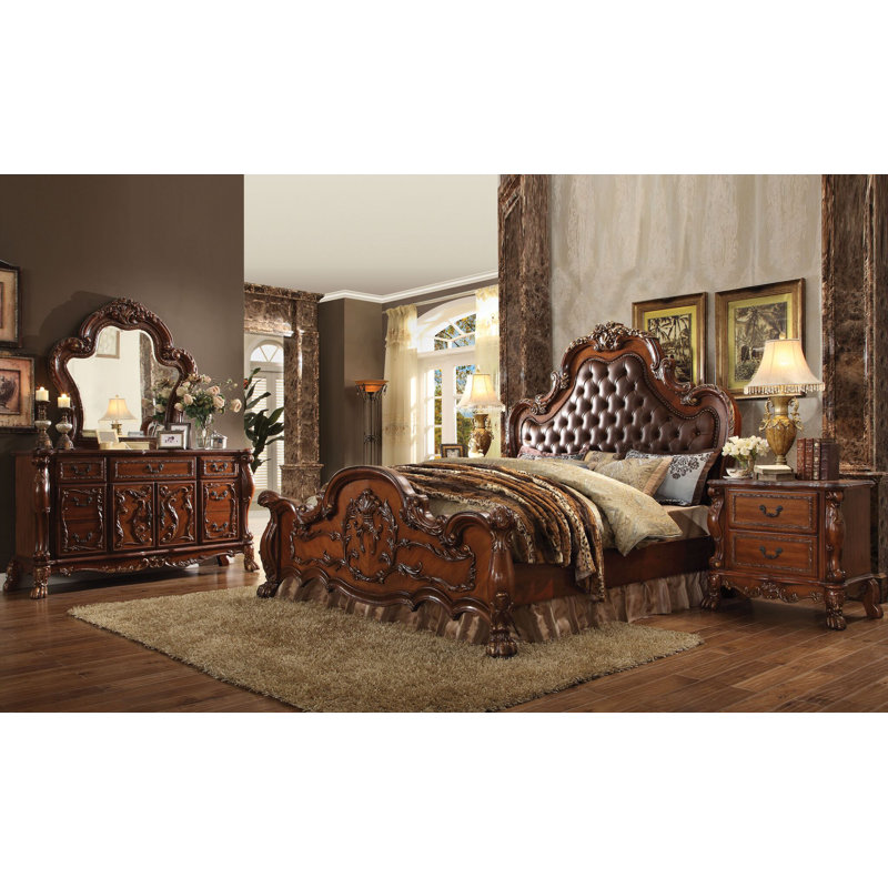 Commode combinée 7 tiroirs Selma, Chêne cerise