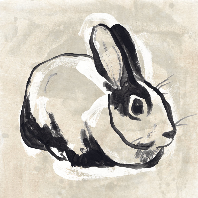 Antique Rabbit I par June Erica Vess - peinture sur toile tendue, H 12 po x l 12 po