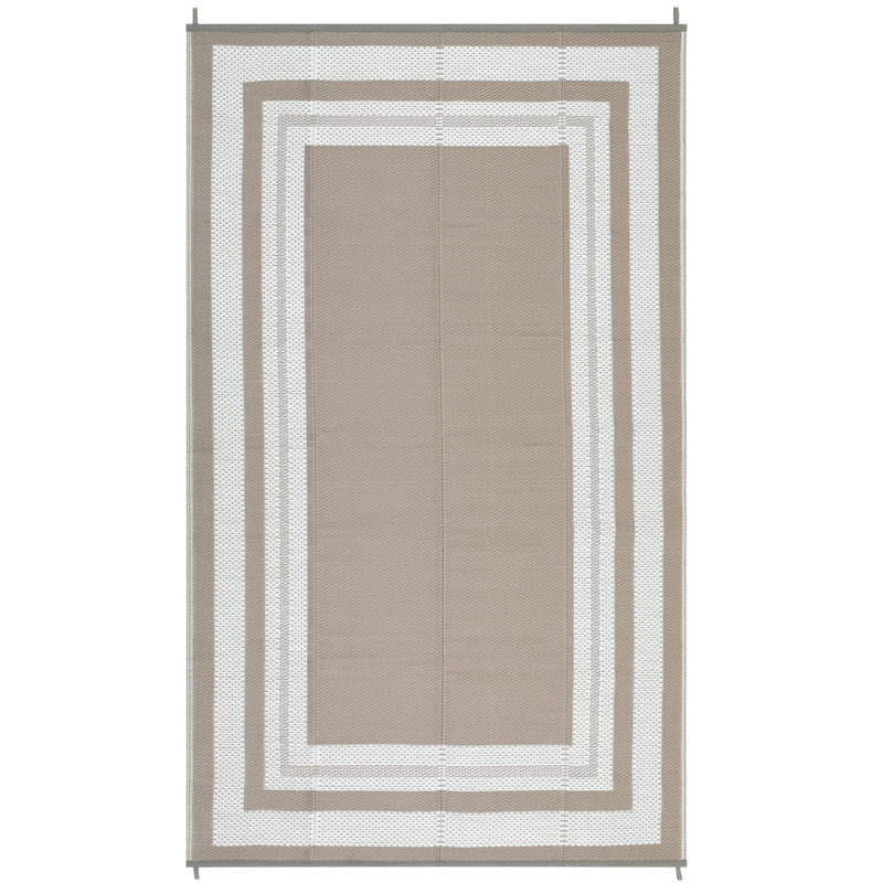 Bordered Design Outdoor Mats Plastic Straw Rug Outdoor Leisure Waterproof Carpet Garden Terrace Balcony Picnic Mat