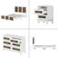 Ensemble de chambre à coucher 4 pièces, lit plateforme grand avec des autocollants en bois, table de chevet et commode avec poignée en métal-947488496