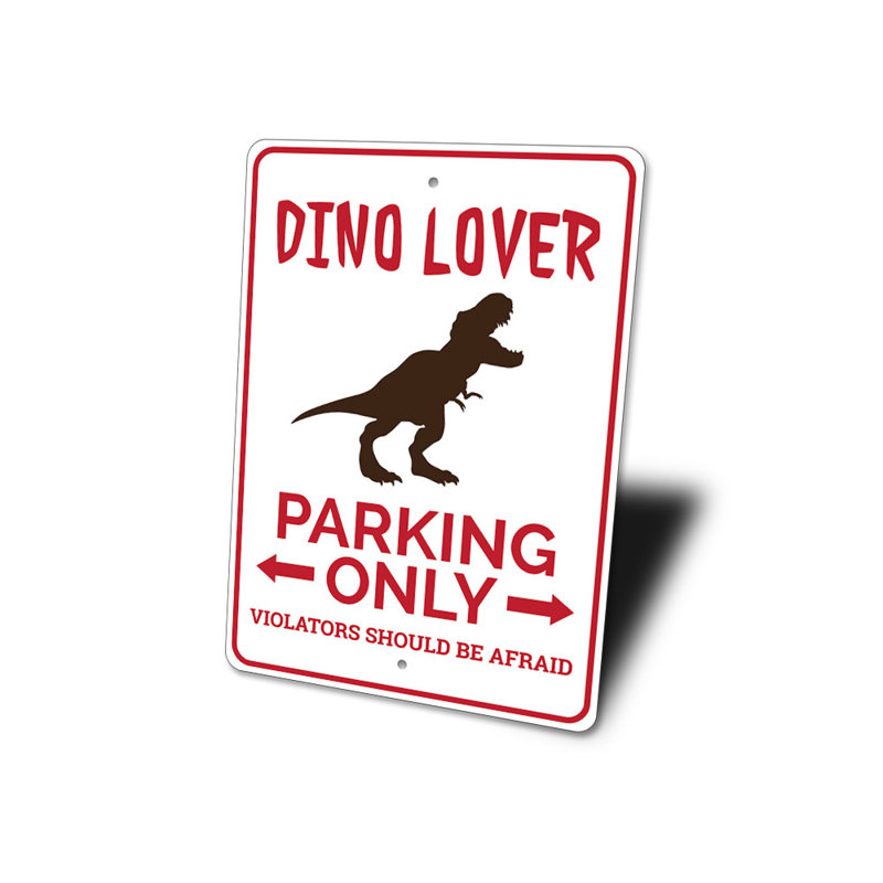 Enseigne en aluminium Dino Lover, H 18 po x l 12 po x P 0,06 po