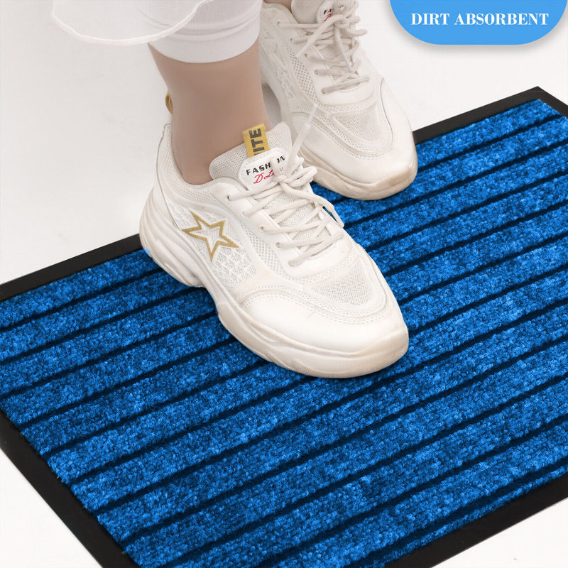 Mavra Non-Slip Indoor Outdoor Door Mat, Blue, 80 x 300
