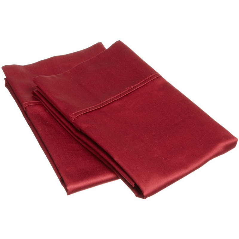 Certified Egyptian Cotton Pillowcase Set - 300 Thread Count Solid Color, Burgundy, Standard