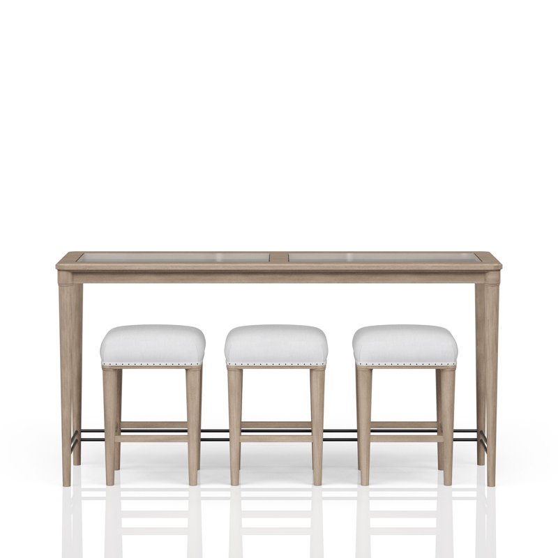 Console en verre givré avec 3 tabourets
