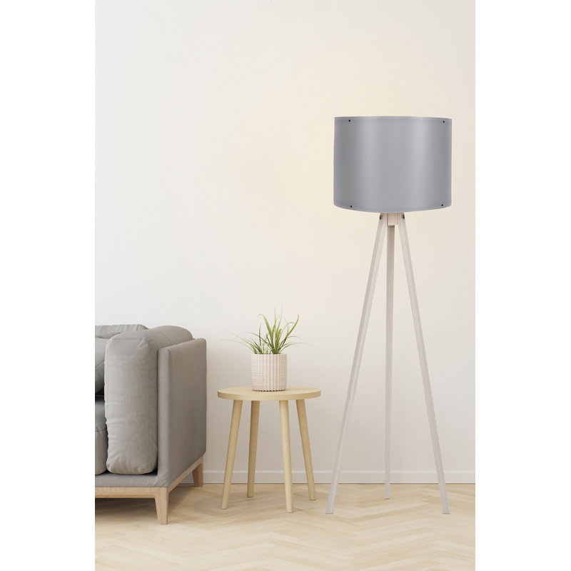 Lampe sur pied élégante avec finition grise, corps en panneau de fibres à densité moyenne, hauteur de 57,1 po | Abat-jour de 15,7 po de diamètre, douille E27 (60 W maximum) | Câble 78,7 po avec interrupteur marche / arrêt | Design moderne pour l'éclairage de salon et de chambre à coucher