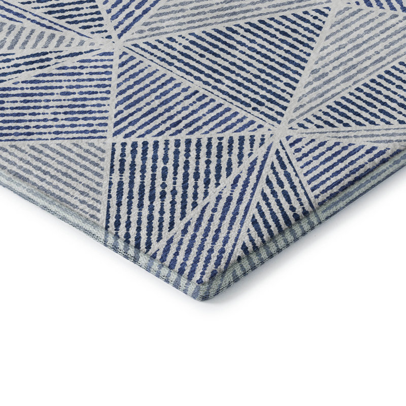 Tapis bleu marine Cerrito lavable à la machine de qualité supérieure, Rectangulaire 3 pi x 5 pi