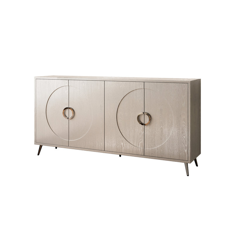 Buffet laqué 4 portes spacieux en champagne moderne pour la cuisine , White