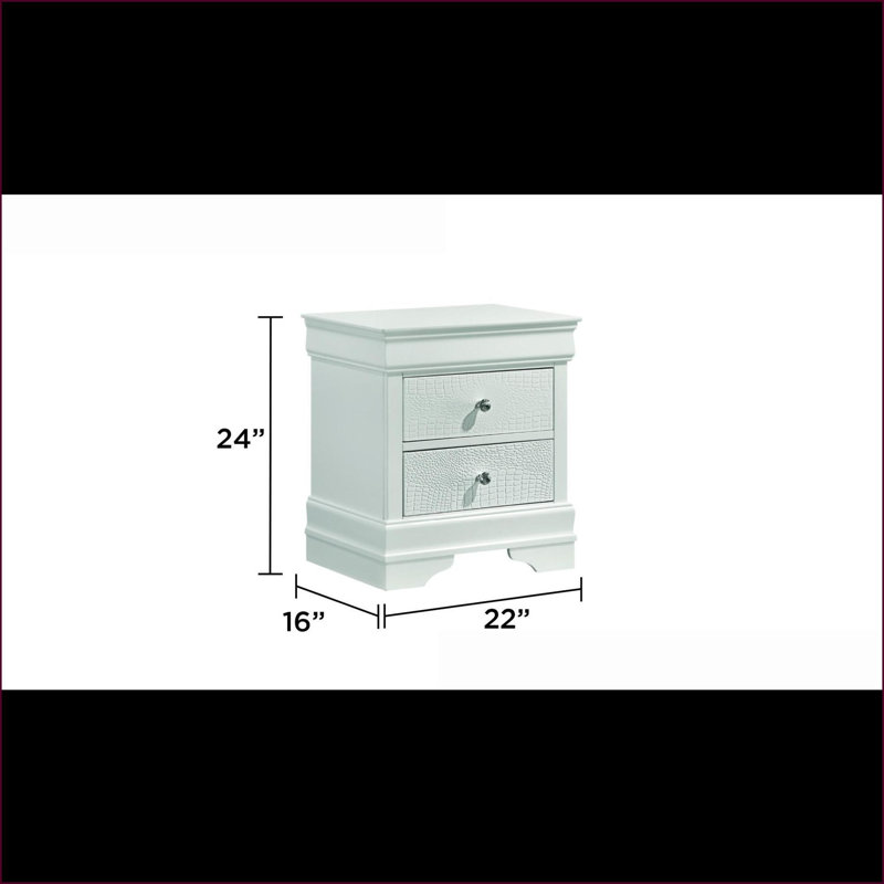 Blaze Modern 2-Drawer Wood Nightstand in White, White