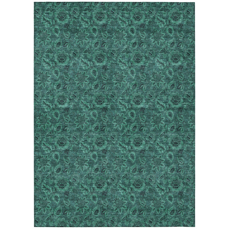 Flitwick Washable Floral Indoor / Outdoor Rug, Rectangle 5' x 7'6"