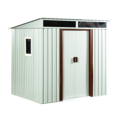 6Ft X 5Ft Outdoor Metal Storage Shed With Window And Metal Foundation White