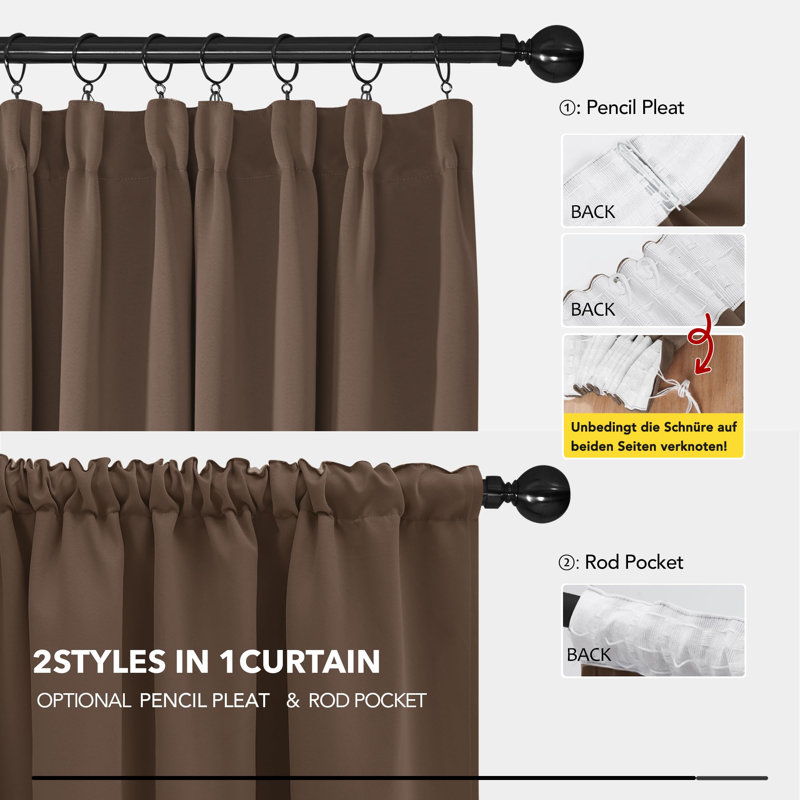 Reimo Blackout Curtain Pair, 55cm Width x 175cm Drop