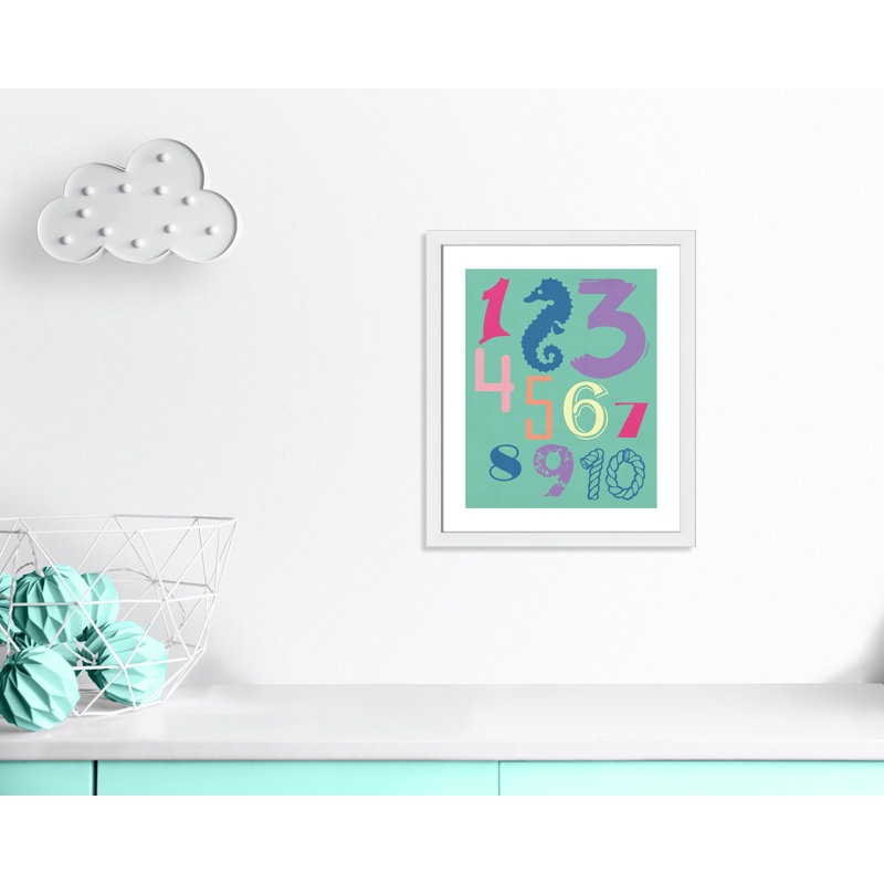 Décoration murale 123 pour enfants, 24.5" H x 20.5" W x 0.63" D, Encadré de boîte blanc