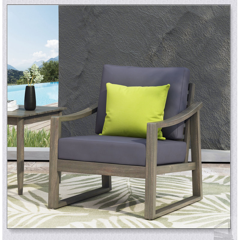 Fauteuil club d'extérieur en bois d'acacia avec coussins résistants à l'eau SAMWELL, durable et élégant pour le patio et le jardin