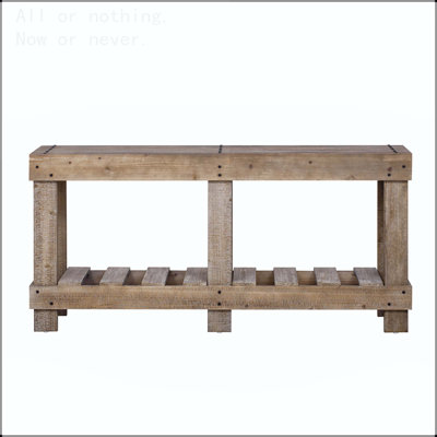 Vintage Entryway Table with Solid Cedar Wood and Metal Rivets