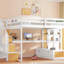 Lit mezzanine double avec bureau, tablettes, rangement - bureau blanc naturel et style simple