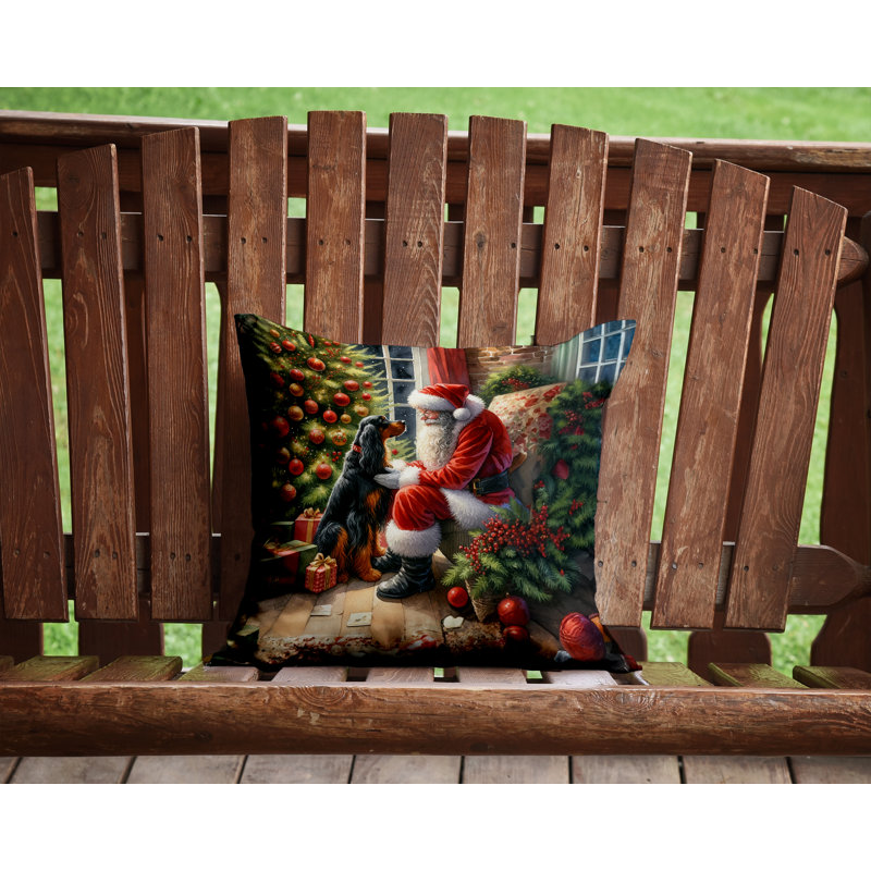 Coussin décoratif Gordon Setter and Santa Claus, H 14 po x l 14 po