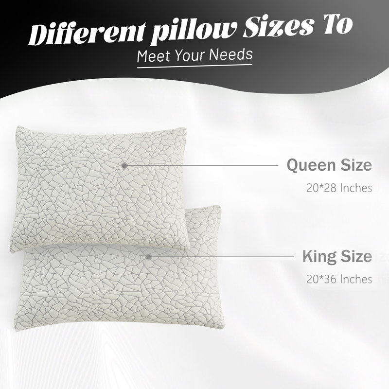 Memory Foam and Polyester Comfort Pillows (Set of 2), Queen Pillow: 20" x 28"