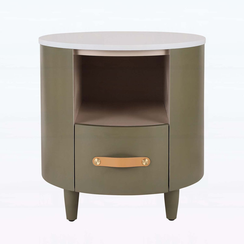 Table de chevet moderne avec tiroir de rangement, Vert