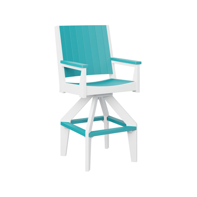 Berlin Gardens Mayhew Regular Top With White Base Chat Swivel Bar Chair, 28.5", Aruba Blue