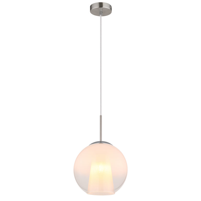 Decola 1 - Light Pendant, Opaline, Brushed nickel, 70cm W x 25cm D
