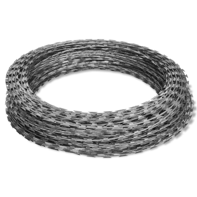 Galvanized Steel Silver Razor Wire Fence Roll Set