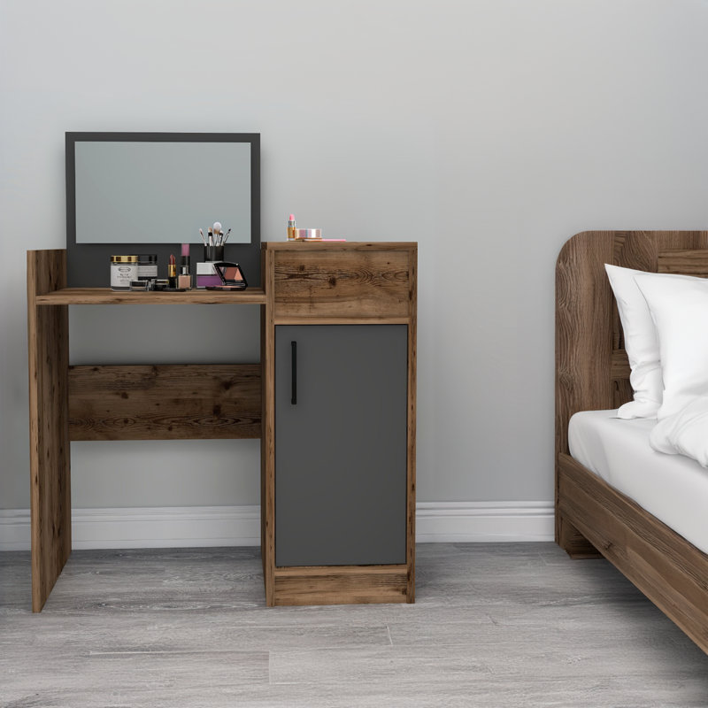 Millisent Vanity, Light Walnut/Anthracite