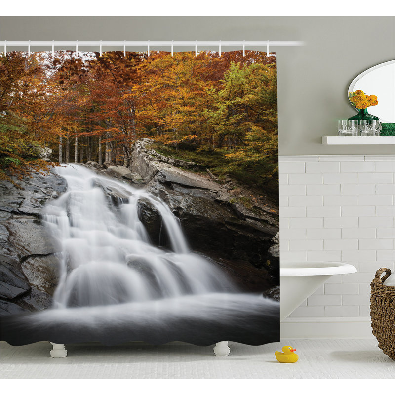 Rideau de douche simple landscape trees with lake, l 69 po x L 75 po