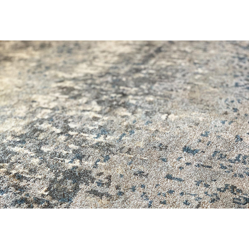 Beryllium Abstract Area Rug in Gray/Natural/Silver, Rectangle 3' x 5'