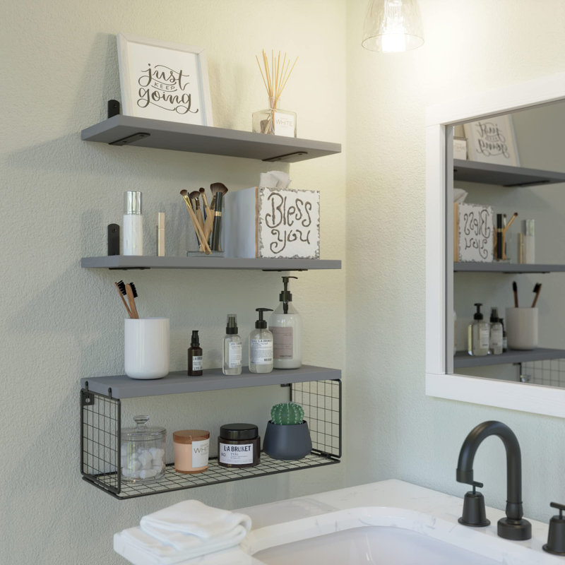 Cantura 3 Piece Floating Shelf, Gray