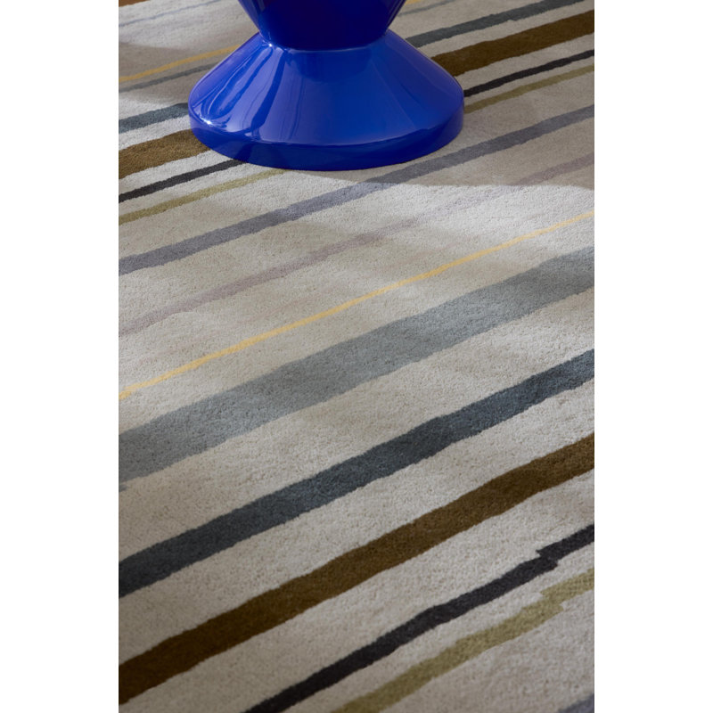 Handmade Wool Striped Area Rug, Rectangle 8'2" x 11'6"