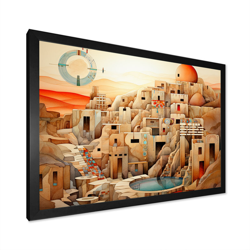 «Native Glorious City Landscape I», reproduction sur toile, H 12 po x l 20 po x P 1 po, Cadre simple noir
