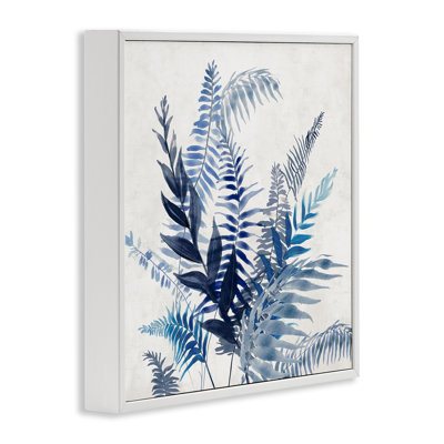 Overlapping Blue Fronds Framed Giclee Art, design by Jacob Q