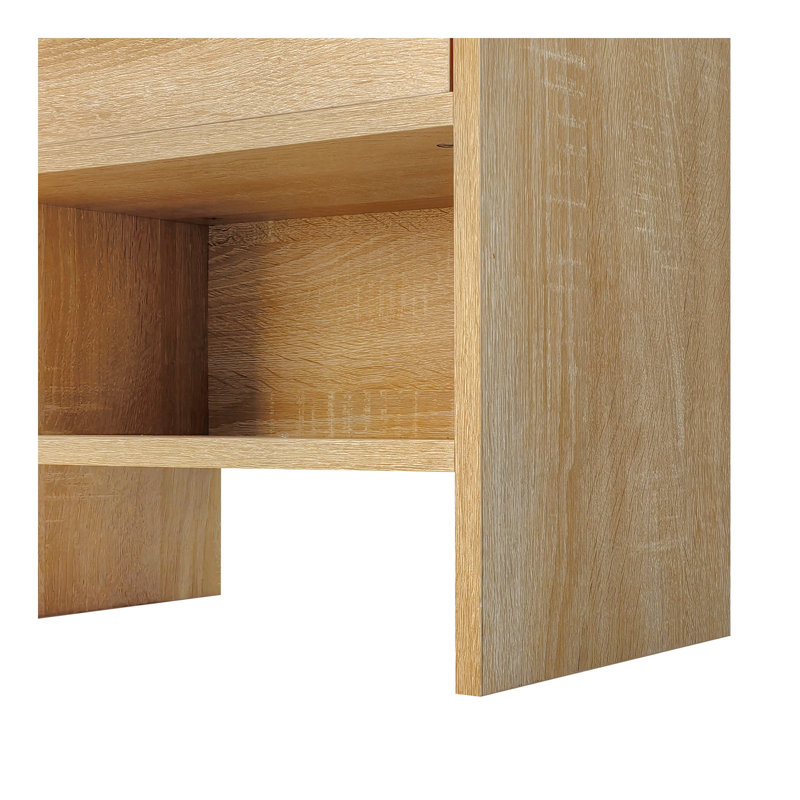 Rangement pour chaussures avec rangement pour chaussures en rotin avec 2 tiroirs rabattables, un tiroir de rangement et un banc pour l'entrée et le couloir, brun clair